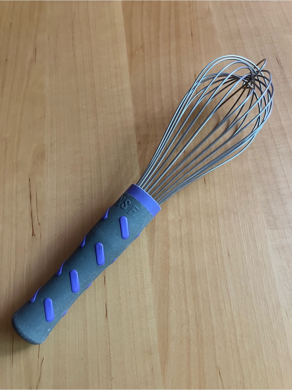 Gray and Purple Silicone-Grip Whisk - Stainless Steel Balloon Whisk